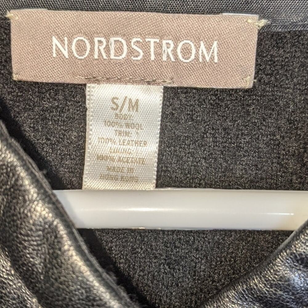 Nordstrom Vintage Wool Leather Jacket Blazer Kimono Sleeves One Button - Picture 3 of 10
